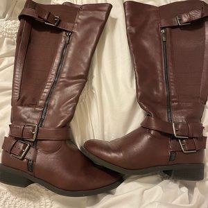 Brown wide calf boots